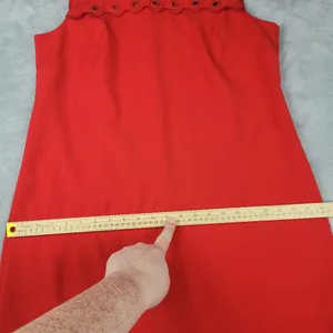 J. Crew Red Scalloped Grommet Sleeveless Above Knee Shift Dress Size 12 thumbnail 8