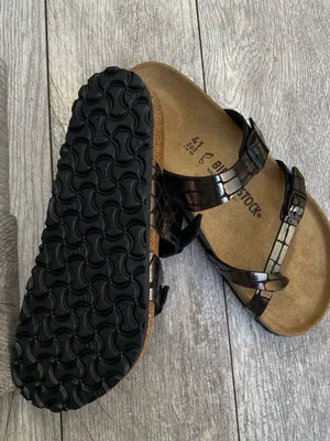 Birkenstock Women's Mayari Microfiber Gator Gleam Black Sandals EU-41 US-10 thumbnail 7
