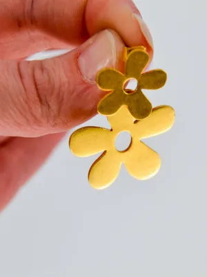 Madewell Double Flower Stud Drop Earrings Gold Toned thumbnail 5