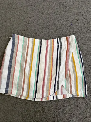 Free People White Mini Skirt with Multicolor Vertical Stripes thumbnail 3