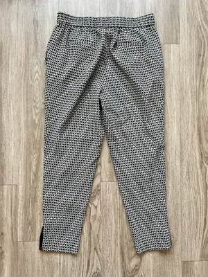Anthropologie Larkin Jacquard Trouser Pants in Black Motif Size S thumbnail 9