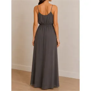 Nouvelle Amsale Drew Gray Chiffon Ruffle Wrap Spaghetti Strap Slip Dress Size XL thumbnail 3