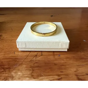 Gold Tone Hinged Bangle Bracelet Minimalist Stackable Classic Modern Jewelry thumbnail 6
