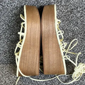 x Free People Platform Sandals Womens 8 Cream Lace Up Wedges thumbnail 11