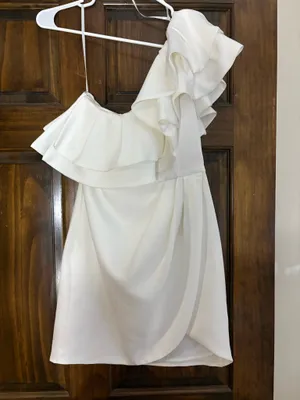 DO+BE Dress White One-Shoulder Ruffle thumbnail 2