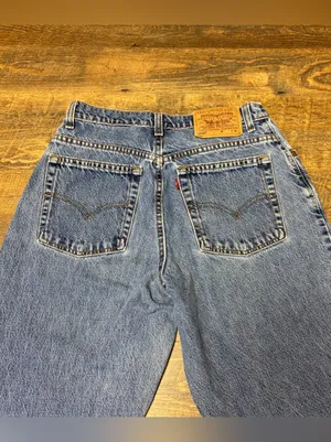 Vintage 90s Levi's 550 Jeans Relaxed Tapered Leg 10 Misses Blue USA Cotton thumbnail 10