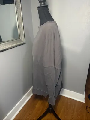 Aerie Oversized Distressed Crewneck Sweatshirt Grey Medium thumbnail 4