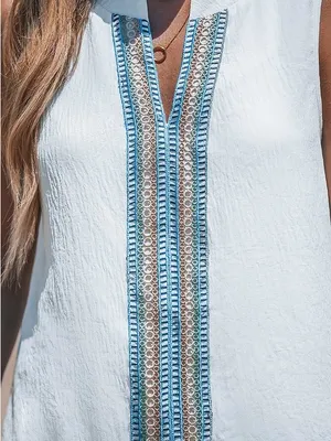 Cupshe White Sleeveless Embroidered Split-Neck Camisole thumbnail 5