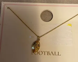 Gold Football Charm Necklace thumbnail 1