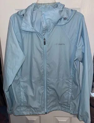 Columbia Light Blue Windbreaker Hooded Jacket thumbnail 1