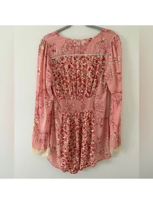 Free People Odette Printed Tunic Top Pink Pedal Combo size medium thumbnail 10