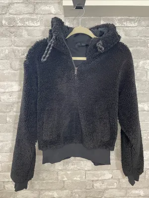Lululemon Textured Fleece 1/2 Zip Black thumbnail 1