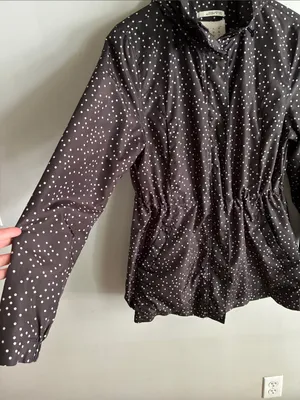 A New Day Women’s L Brown White Polka Dot Hooded Rain Jacket Water Resistant thumbnail 3