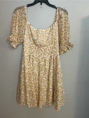 Altar'd‎ State Cream Dress with Yellow Floral Print thumbnail 2