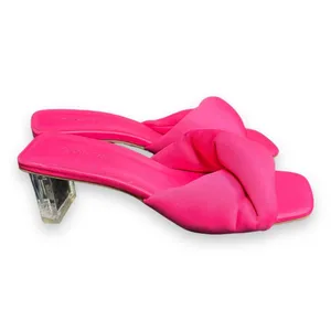 Open Edit Cleo Sandal Size 5 Neon Pink Barbie Kitten‎ Block Heel 80s Slip On thumbnail 4