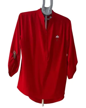 UG Apparel Ohio State Buckeyes Red Roll Tab Sleeve Tunic Blouse Women 1X OSU thumbnail 1