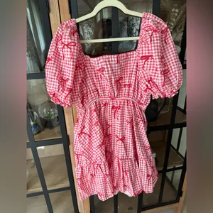 Miss Selfridge bows babydoll dress poplin tiered mini smock gingham coquette thumbnail 8
