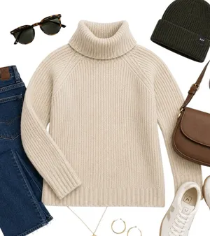 Banana Republic Merino Wool Blend Chunky Turtleneck Sweater Womens Small Oatmeal thumbnail 1