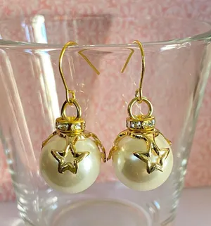 Handmade Dangle Earrings Star Pearl Kawaii Gift thumbnail 1