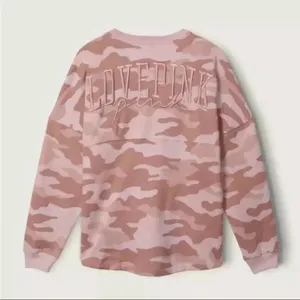 NWT VS Victoria’s Secret Pink Varsity Crew Sweatshirt Camo Pink thumbnail 2