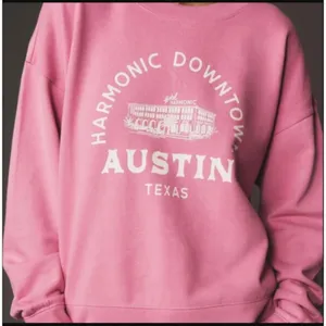 Anthropologie Maeve City Crew Sweatshirt Austin Texas Cotton Bubblegum Pink L thumbnail 2