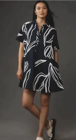 Collared Mini Tent Dress Blue thumbnail 1