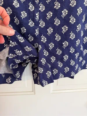 J.Crew Factory Linen Blend Floral Elastic Back Shorts Navy Size 4 thumbnail 2
