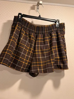NWT Free People Brown Plaid Wrap Lightweight Summer Flowy Skort Size XS thumbnail 6