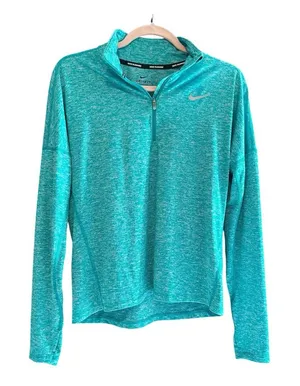 Nike Womens Teal Quarter-Zip Long Sleeve Athletic Pullover Sweatshirt Active thumbnail 1