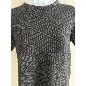 Zara Trafaluc Women's Grey Geometric Knit Short Sleeve Mini Dress Size‎ S Small thumbnail 4