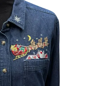 VTG Cabin Creek Long Sleeve Button‎ Up Blue Denim Jeans Shirt Womens Size Large thumbnail 3