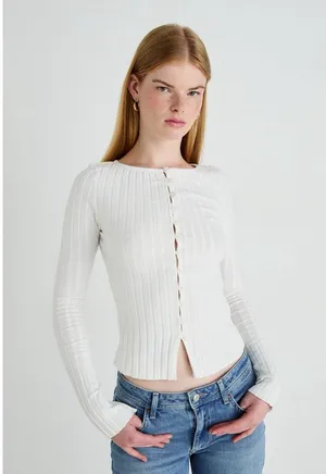 Free People Tilly Long Sleeve Cardi Blouse Top Knit Ribbed Button Down Size XS thumbnail 1