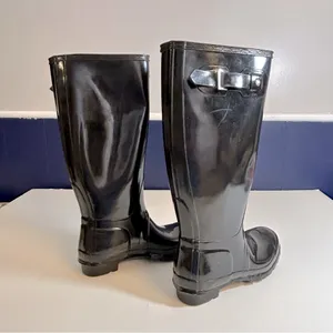 Hunter Women’s Original Tall Gloss Rain Boots in‎ Black Size 7 thumbnail 6
