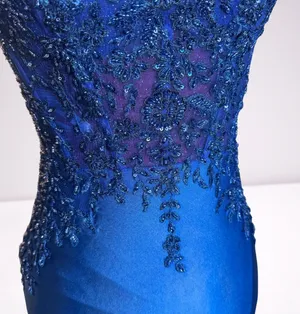 Royal Blue Mermaid Prom Gown w/Slit Style 16058 Size 2 thumbnail 10