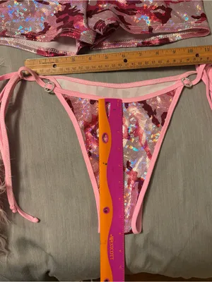 RageKage Small Pink Camo Bikini Set, Low Rise Shorts, Arm Sleeves, Leg Fuzzies thumbnail 7