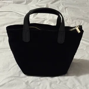Scout Velvet Black Mini Tote With Dual Handles & Gold Quilted Interior Zip Close thumbnail 13