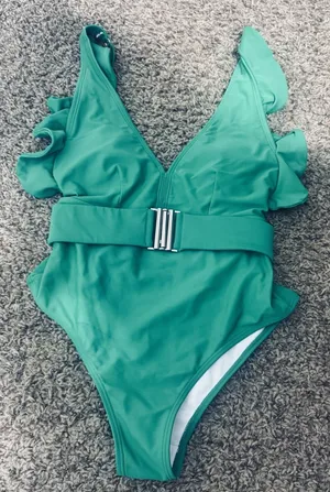 Davi &‎ Dani Green One-piece Swimsuit Belted sz S bathing suit thumbnail 1