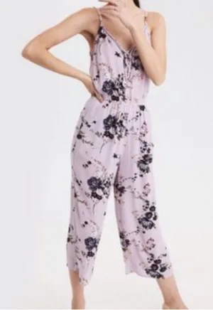 American Eagle Lavender Floral Sleeveless Wide‎ Leg Jumpsuit Size S thumbnail 1