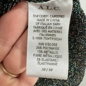 ALC Frank Mariam Metallic Mockneck Cropped Tank Top Size Medium Party Going Out thumbnail 4
