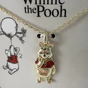 Disney Winnie the Pooh Gold Plated Necklace Red‎ Crystal Balloon Pendant NIB thumbnail 4