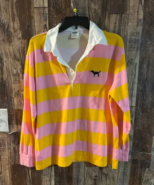 PINK - Victoria's Secret Orange long sleeve polo shirt size large thumbnail 2