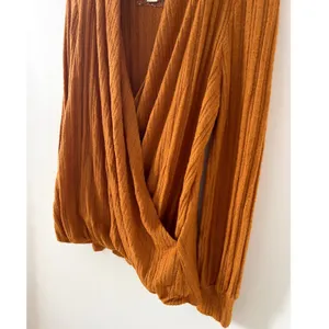 Anthropologie Maeve Surplice Ribbed Sweater Gold Medium‎ EUC thumbnail 5