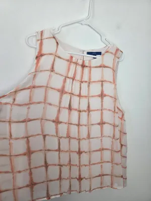 Apt.9 Pink Windowpane Print Camisole Sleeveless Blouse Preppy Plus Size XXL thumbnail 3