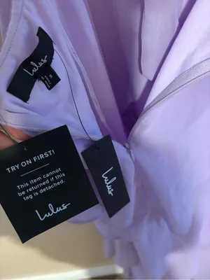 Lulus Elegant Event Lavender Ruffled Tie-Back Tiered Maxi Dress Size Small NWT thumbnail 5