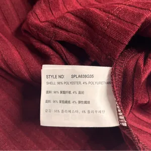 NWT Spao top Korean brand women’s ribbed shirt medium burgundy‎ top stretch thumbnail 10