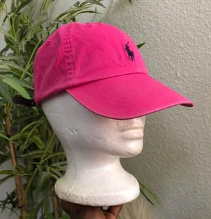 POLO RALPH LAUREN Baseball Pink Cap Hat Adjustable Leather Buckle Strap Blue Pony Logo thumbnail 1