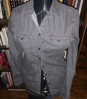 Banana Republic gray denim normcore button down S shirt thumbnail 1