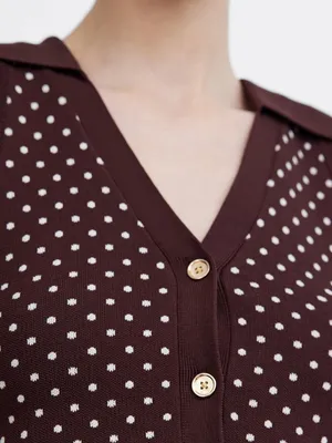 Urban Revivo Retro Polka Dot Knit Vest Brown Crop Top NWT Size M thumbnail 11