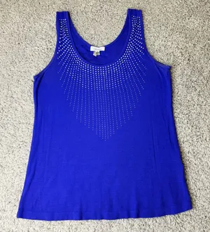 Calvin Klein Womens XL Purple Ribbed Rhinestone Embellished Tank Top Scoop Necke thumbnail 1