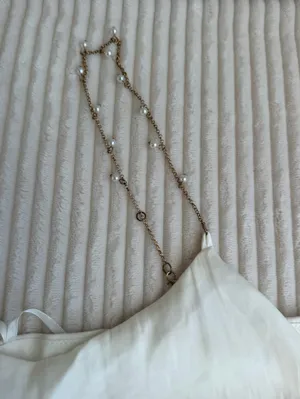 Mustard Seed White Pearl Chain Strap Cold Shoulder Maxi Dress L Bridal thumbnail 4